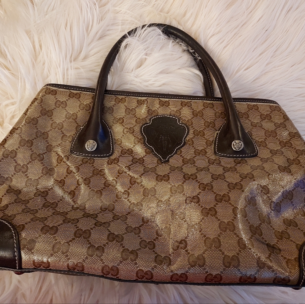 Authentic Gucci Crystal Coated Hysteria Crest tote 181494